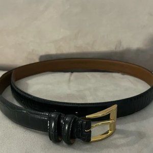 RALPH LAUREN Black Crocodile Leather Belt
